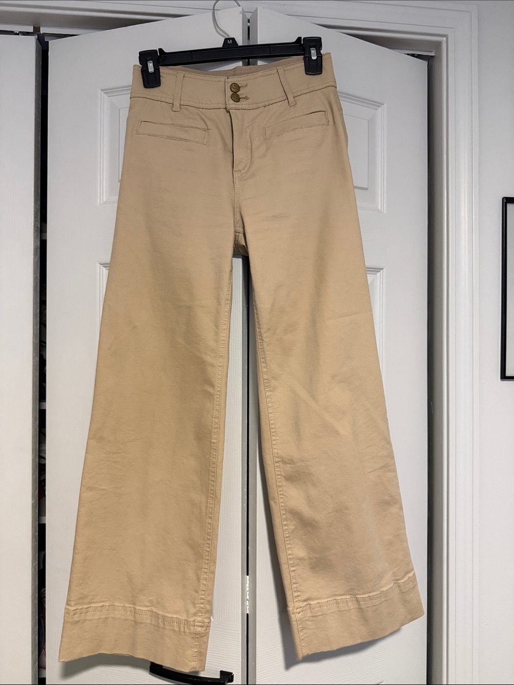 Draper James Tan Wide-Leg Flare Jeans